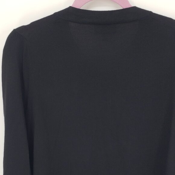 Pure Collection Silk Cashmere Tiered Knit Cardigan Sweater 12 Womens Black - Picture 6 of 8